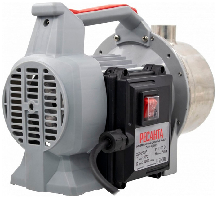 Поверхностный насос Ресанта ПСН-4200Н, 70 л/мин, 25 мм, напор 50 м, d=25 мм, 1100 Вт, Серый №2