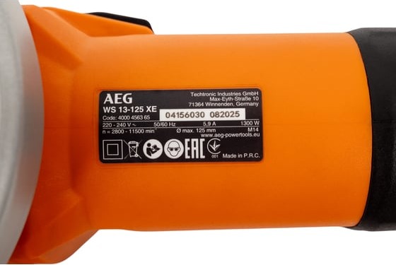 Угловая шлифмашина AEG WS13-125XE 4935451410, 125 мм, 2800-11500 об/мин, 1300 Вт детальное изображение - 11
