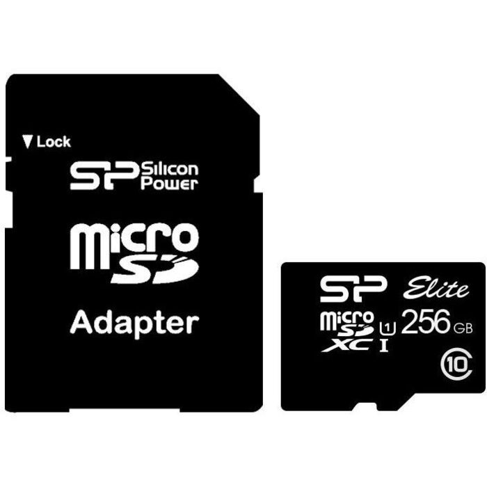Карта памяти Silicon Power Elite MicroSD + SD адаптер (SP256GBSTXBU1V10SP), 256 Гб №1