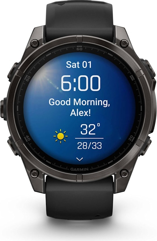 Смарт-часы Garmin Fenix 8 AMOLED Sapphire DLC, 47 мм, угольно-черный, пепельно-черный силиконовый ремешок детальное изображение - 8