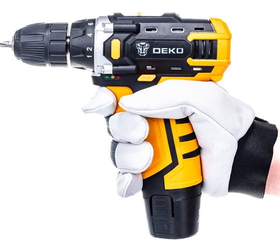Аккумуляторная дрель DEKO + набор 63 инструмента в кейсе DKCD12FU-Li 2.0Ahx2 63 tools + 063-4094, 2 акб, 28 Нм, 12 В детальное изображение - 4
