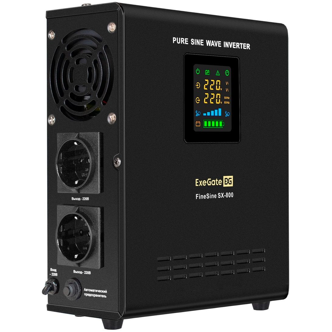 ИБП ExeGate FineSine SX-800.LCD.AVR.2SH + DTM 1255 (55Ач) + батарея детальное изображение - 1