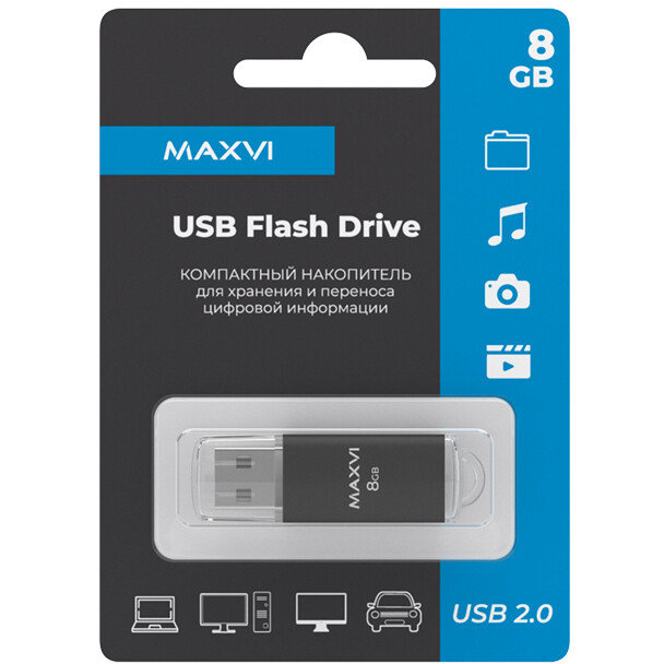 USB Flash накопитель MAXVI MP 8 ГБ, черный детальное изображение - 4