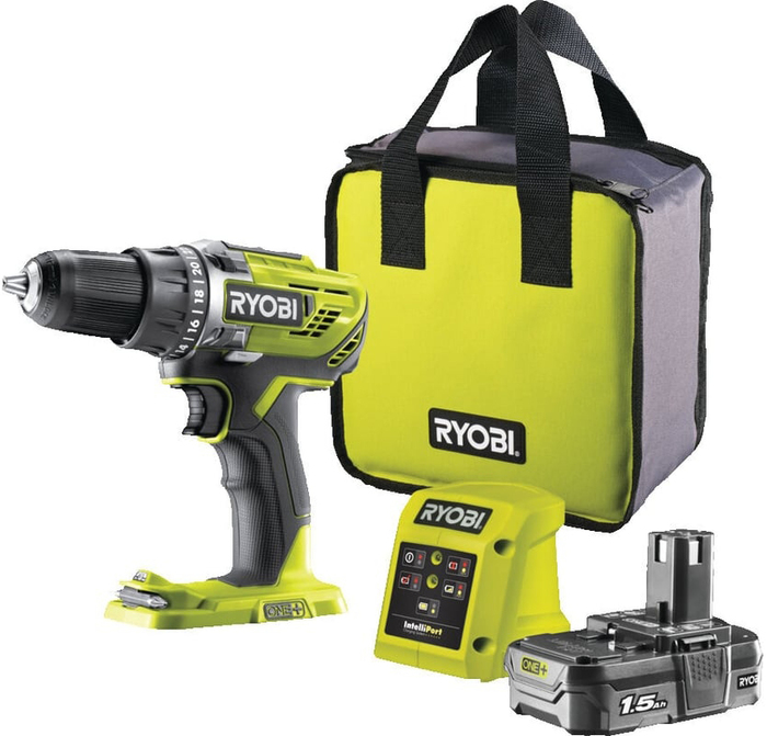 Аккумуляторная дрель-шуруповерт Ryobi R18DD3-115S ONE+ 5133005301, 18 В, 50 Нм, 1.5 А·ч  №1