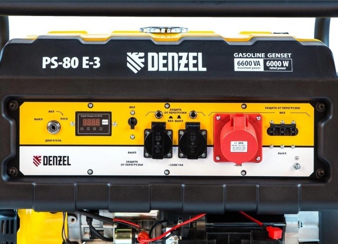 Генератор бензиновый Denzel PS 80 E-3 946954, 6 кВт, Желтый детальное изображение - 8