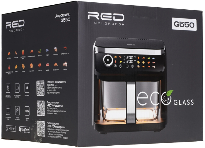 Аэрогриль RED ColorCook G550, 5.5 л, 1400 Вт, Черный №9
