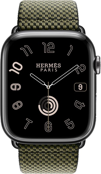 Смарт-часы Apple Watch Hermes Series 9 Vert/Noir, 45 мм, Зеленый, Toile H Single Tour детальное изображение - 2
