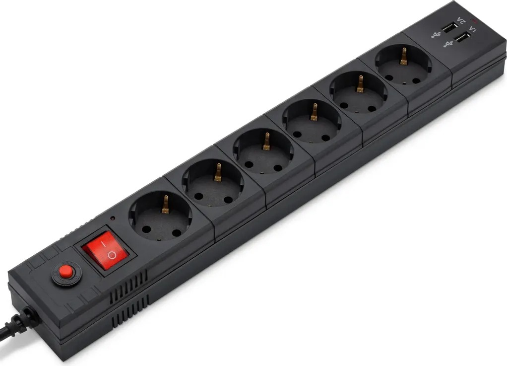 Сетевой фильтр Buro BU-SP1.8_USB_2A-B, 1.8 м, Черный детальное изображение - 2