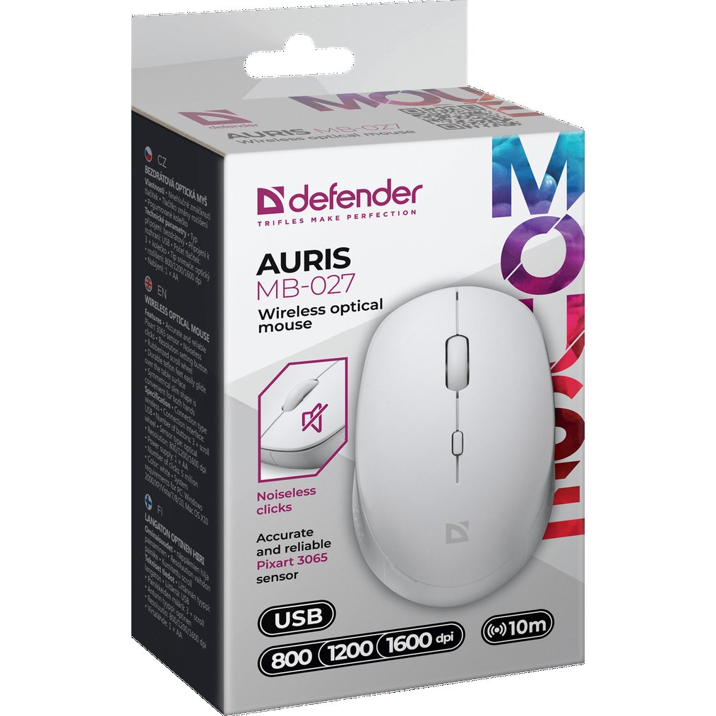 Мышь Defender Auris MB-027, Белый детальное изображение - 4