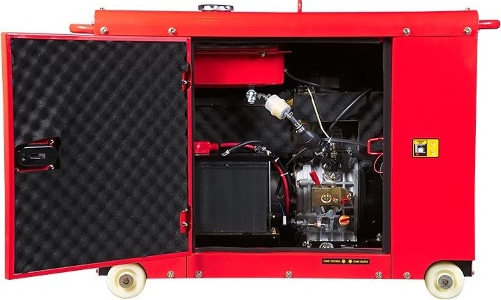 Генератор дизельный с воздушным охлаждением FUBAG DS 6500 AC ES 431743, в кожухе, 6 кВт, Красный детальное изображение - 3