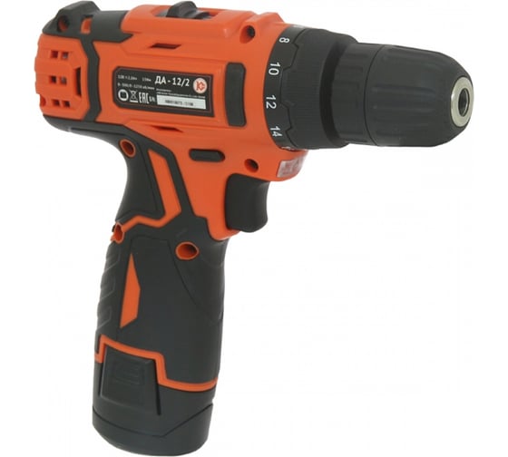 Аккумуляторная дрель-шуруповерт Калибр ДА-12/2, 12 В, 15 Нм, 2 А·ч детальное изображение - 3