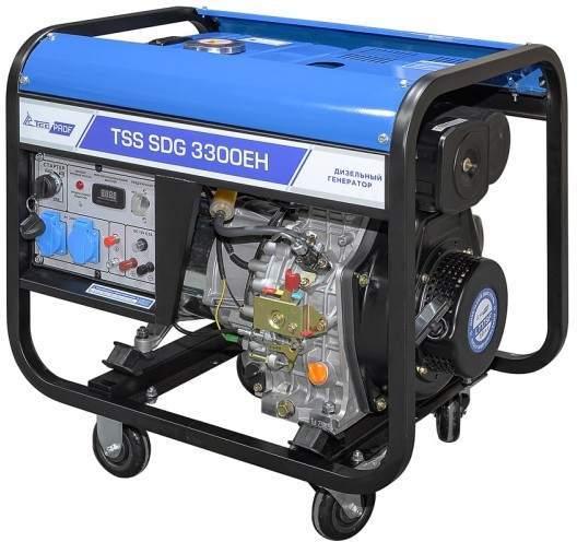 Генератор дизельный с воздушным охлаждением ТСС SDG 3300EH 100044, открытый, 3 кВт, Синий детальное изображение - 1