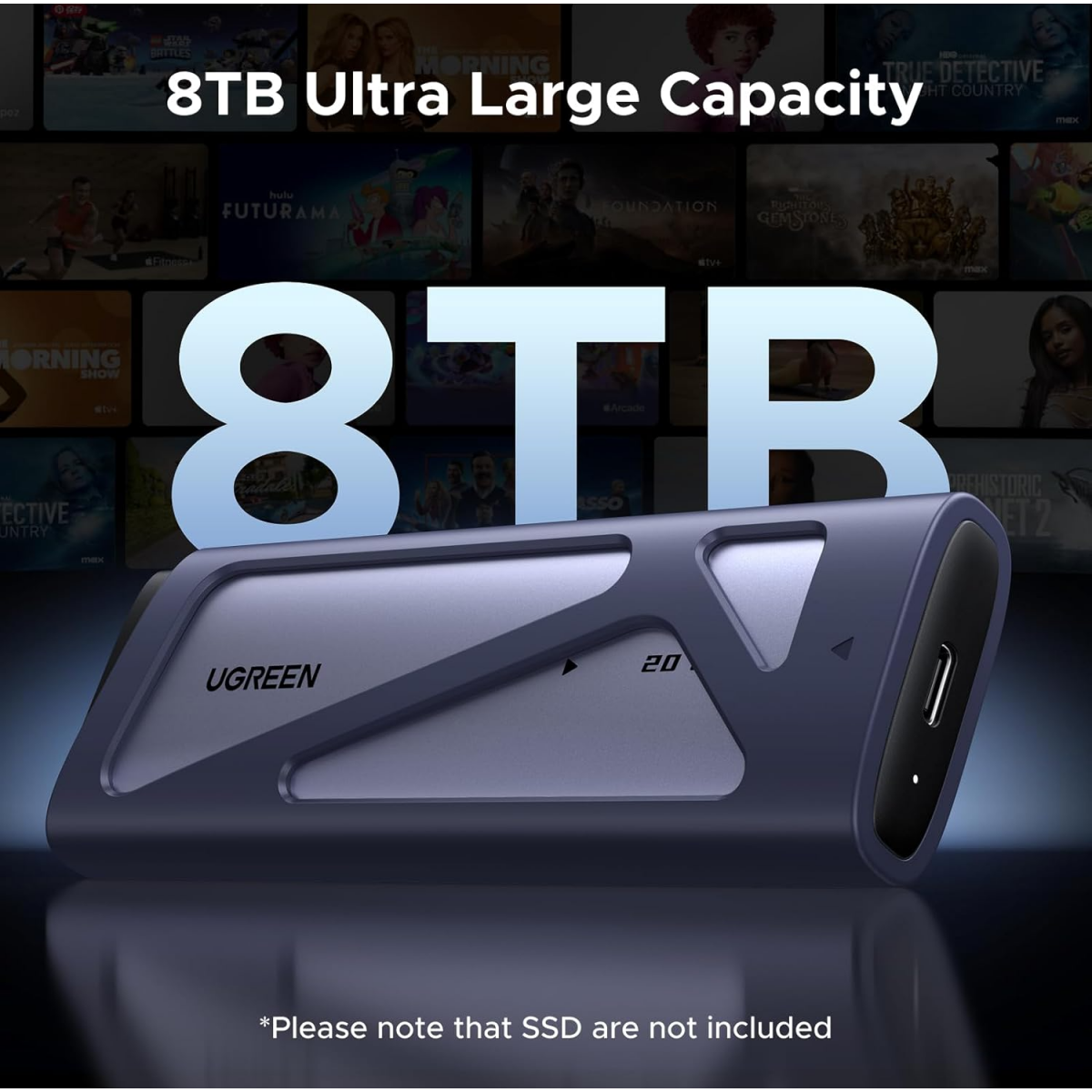 Внешний корпус для SSD M.2 UGREEN NVMe/SATA SSD Enclosure 20 Гбит/с (CM767), Темно-серый детальное изображение - 3