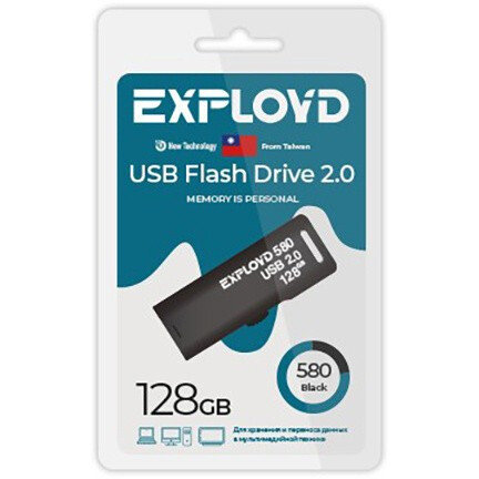 USB Flash накопитель Exployd 580 128 ГБ, черный детальное изображение - 1