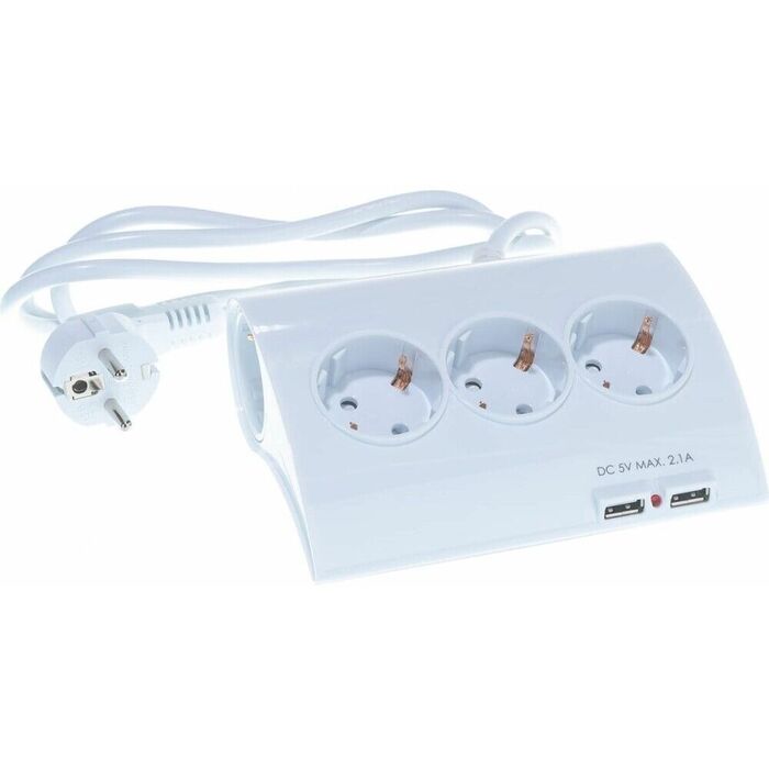 Сетевой удлинитель СТАРТ S 5x1 ZD 2 USB, 1.5 м, Белый №1