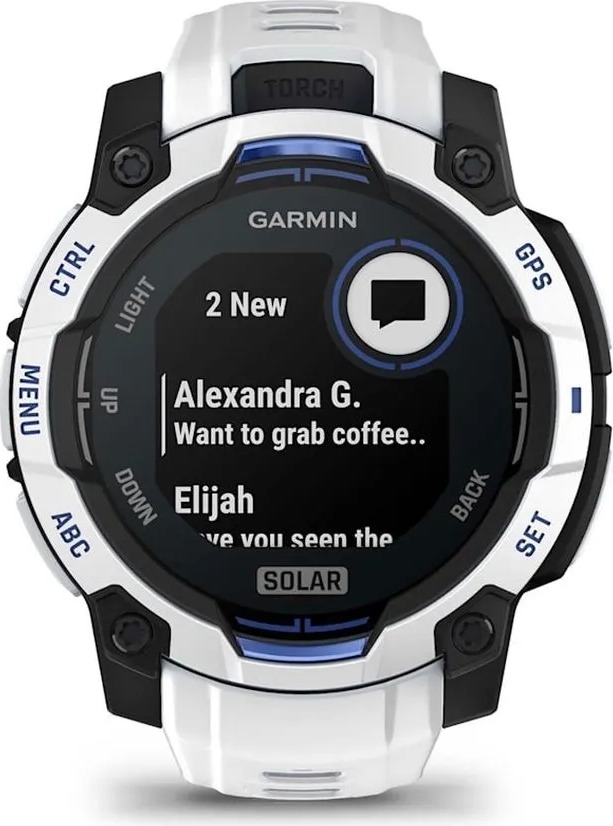 Смарт-часы Garmin Instinct 3 Solar Whitestone with Black/Bolt Blue Silicone Limited edition, 45 мм, Синий детальное изображение - 3