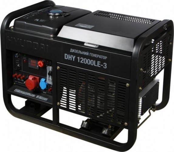 Генератор дизельный с воздушным охлаждением HYUNDAI DHY 12000LE-3, открытый, 10 кВт, Черный детальное изображение - 1