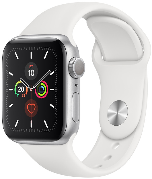 Умные часы Apple Watch Series 5 40 мм, GPS, Silver Aluminium Case with White Sport Band, Серебристый/Белый детальное изображение - 1