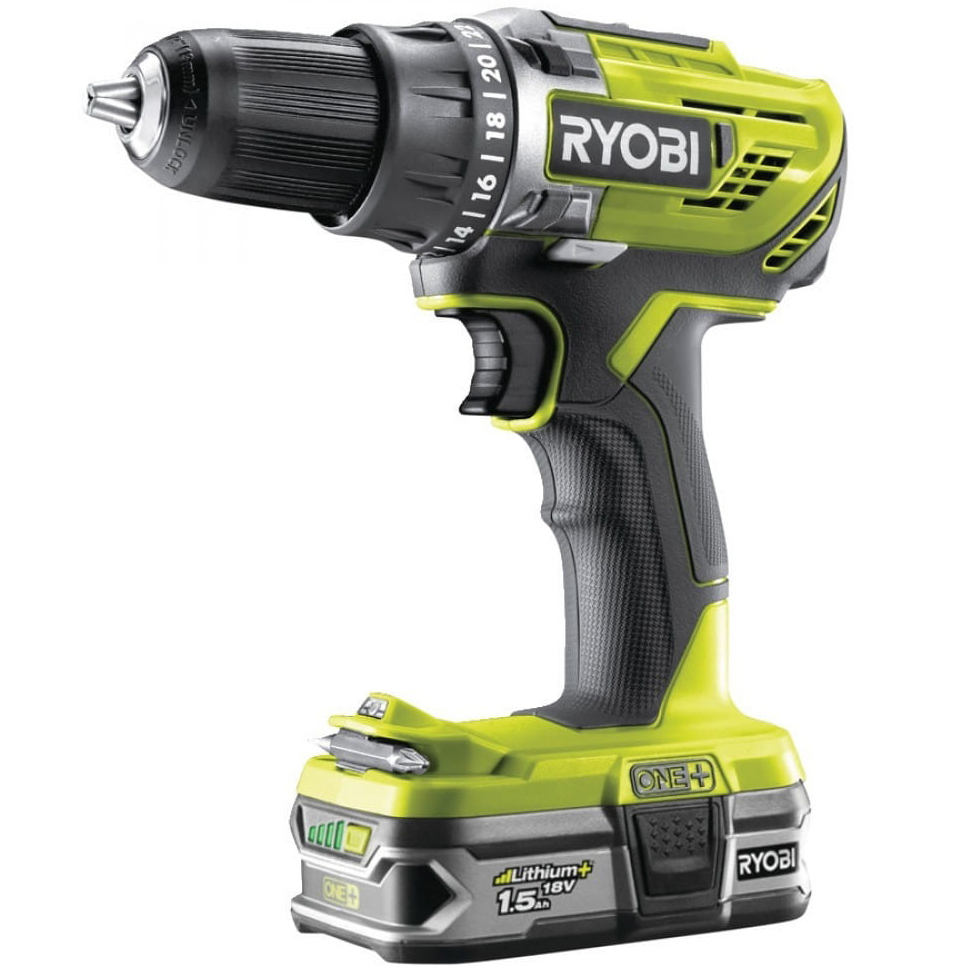 Аккумуляторная дрель-шуруповерт Ryobi R18DD3-215S ONE+ 5133003774, 18 В, 50 Нм, 1.5 А·ч  детальное изображение - 2