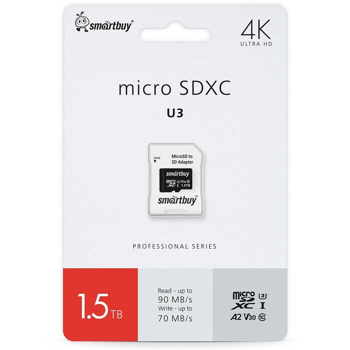 Карта памяти SmartBuy MicroSD + SD адаптер (SB1T5SDP01), 1.5 Тб №1
