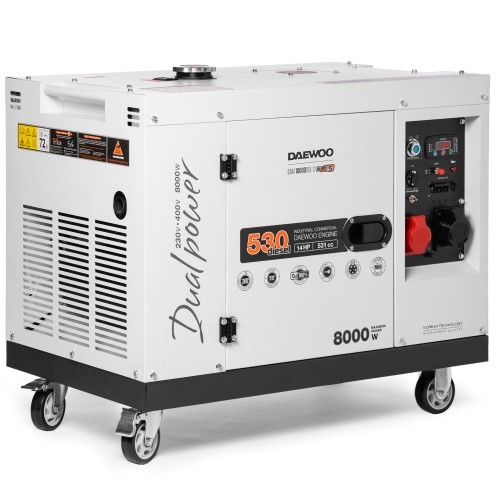 Генератор дизельный с воздушным охлаждением DAEWOO DDAE 10000DSE-3, в кожухе, 7.2 кВт, Белый детальное изображение - 1