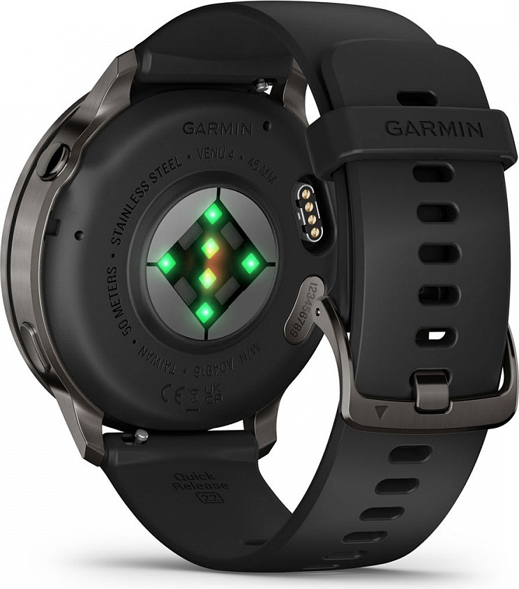 Смарт-часы Garmin Venu 4 45 мм, Темно-серый с черным ремешком детальное изображение - 5