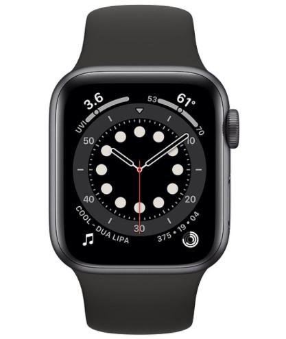 Умные часы Apple Watch Series 6 40 мм, GPS, Space Gray Aluminium Case with Black Sport Band, Серый космос/Черный детальное изображение - 2