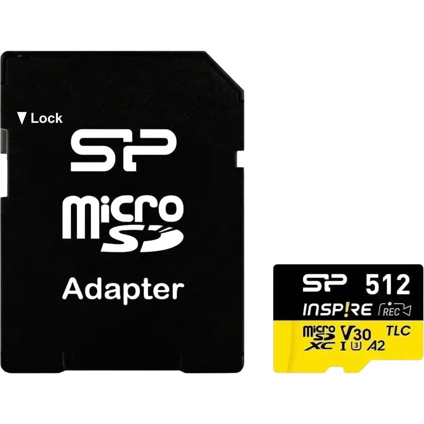 Карта памяти Silicon Power Inspire MicroSD + SD адаптер (SP512GBSTXLA2V1NSP), 512 Гб детальное изображение - 1