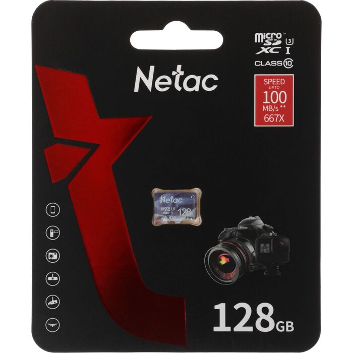 Карта памяти Netac P500 ULTRA MicroSD (NT02P500ULT-128G-S), 128 Гб №1