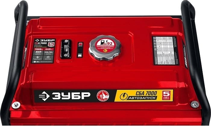 Генератор бензиновый ЗУБР СБА-7000, 6.5 кВт, Красный детальное изображение - 7