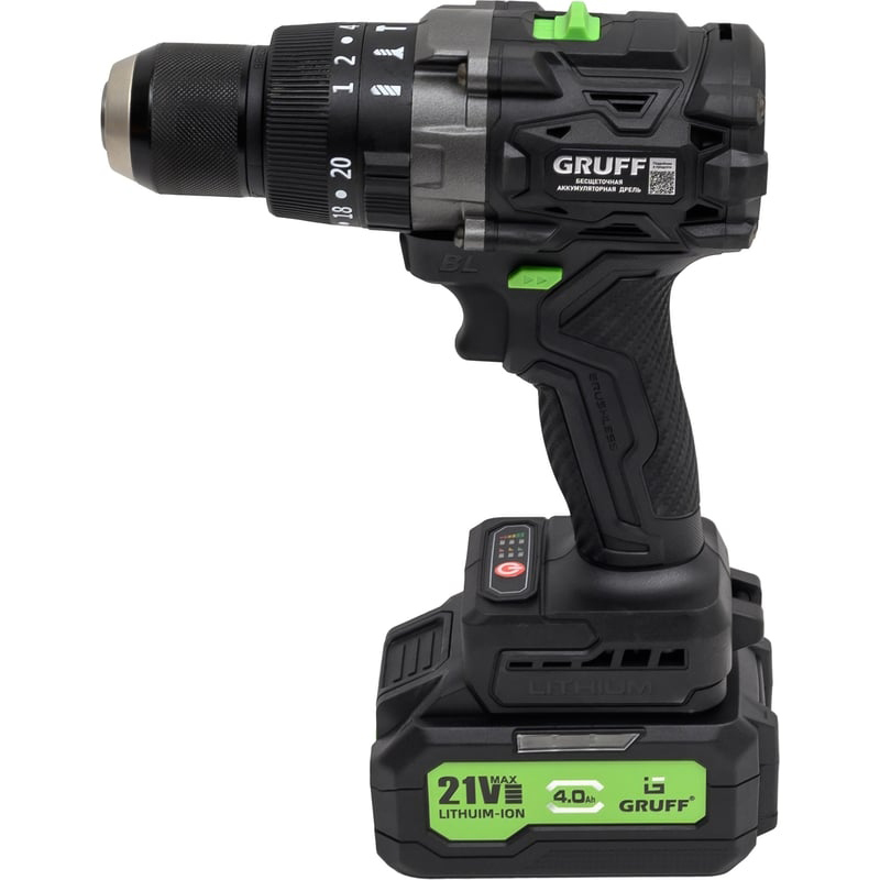 Аккумуляторная дрель-шуруповерт GRUFF GF-191, 21 В, 190 Нм, 4 А·ч  детальное изображение - 1