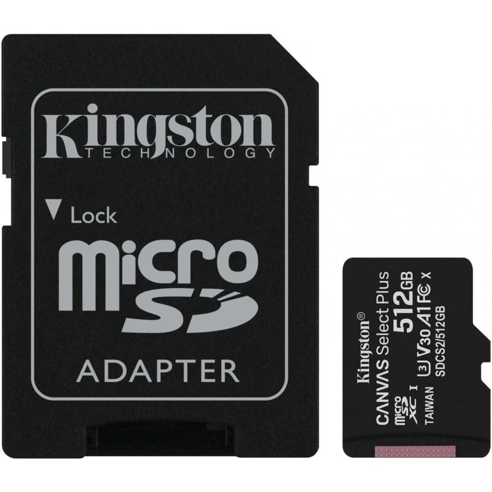 Карта памяти Kingston Canvas Select Plus MicroSD + SD адаптер (SDCS2/512GB), 512 Гб детальное изображение - 1