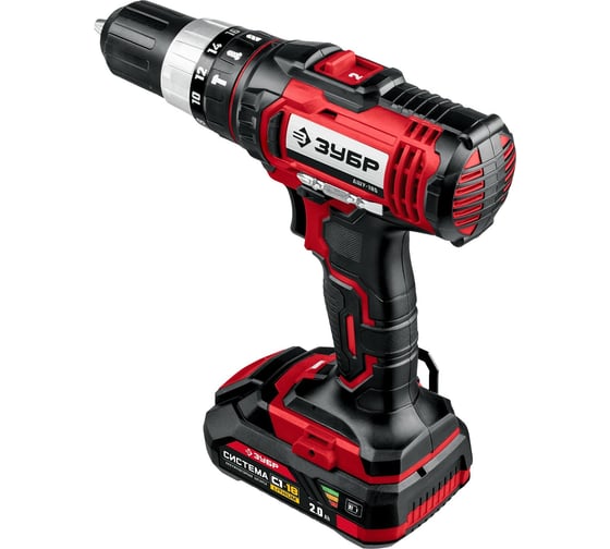 Ударная дрель-шуруповерт ЗУБР, в кейсе ДШУ-185-22, 18 В, 40 Нм, 2 А·ч детальное изображение - 2