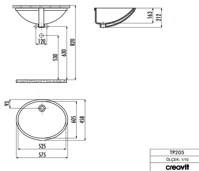 Умывальник Creavit Under TP205  №3