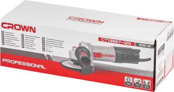 Угловая шлифовальная машина Crown CT13567-125, 125 мм, 12000 об/мин, 1010 Вт детальное изображение - 9
