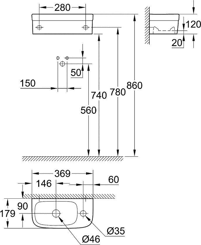 Умывальник Grohe Euro 39327000  детальное изображение - 4