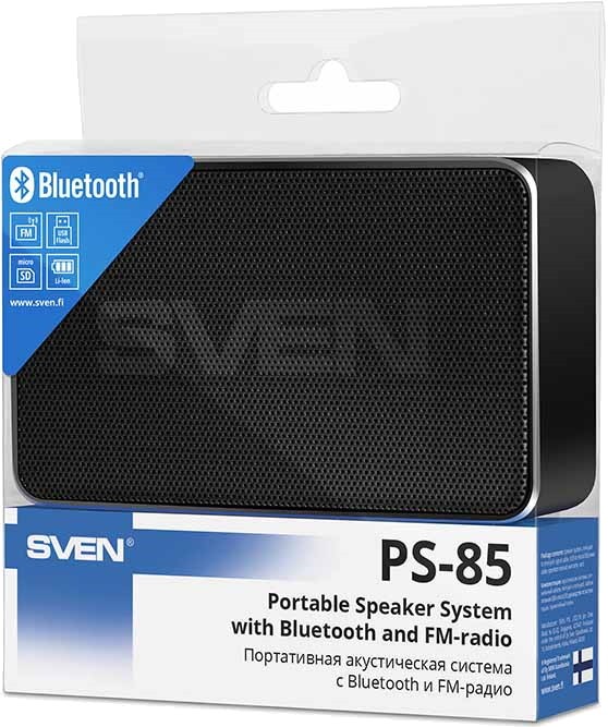 Портативная колонка Sven PS-85, Черная детальное изображение - 3
