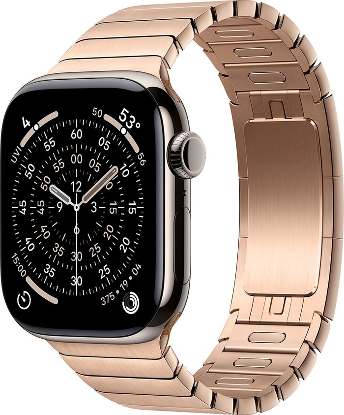 Умные часы Apple Watch Series 11 42 мм, Natural Titanium Case with Gold Link Bracelet, GPS + Cellular, Серебристый/Золотой №1