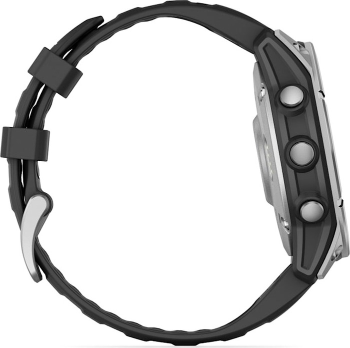 Смарт-часы Garmin fenix E AMOLED 47 мм, серебристый стальной безель, черный силиконовый ремешок №9