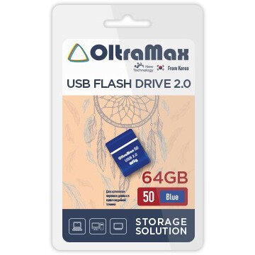 USB Flash накопитель OltraMax 50 64 ГБ, синий детальное изображение - 1