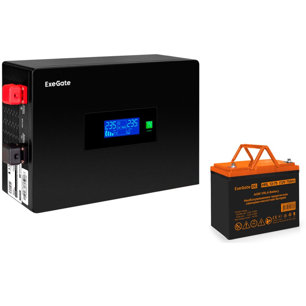 ИБП ExeGate IdealSine SR-600.LCD.2SH + HRL 12-75 детальное изображение - 1