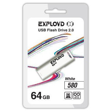 USB Flash накопитель Exployd 580 64 ГБ, белый детальное изображение - 1