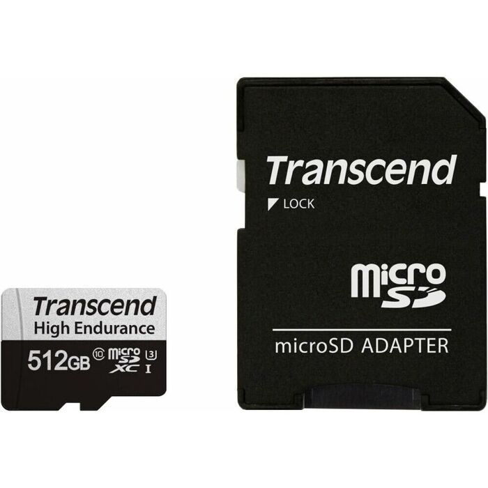 Карта памяти Transcend 350V MicroSD + SD адаптер (TS512GUSD350V), 512 Гб №1