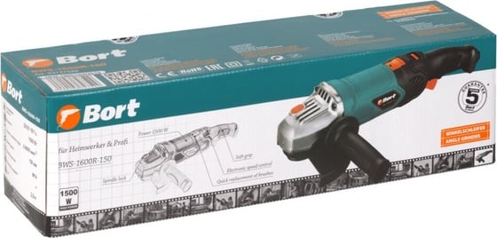 Шлифовальная угловая машина BORT BWS-1600R-150 93727529, 150 мм, 0-9000 об/мин, 1500 Вт детальное изображение - 6