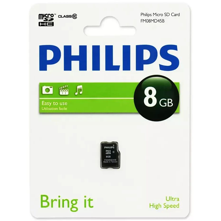 Карта памяти Philips MicroSD (FM08MD45B/97), 8 Гб детальное изображение - 1