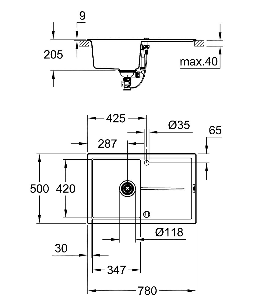 Кухонная мойка Grohe K400 31640AP0  детальное изображение - 7