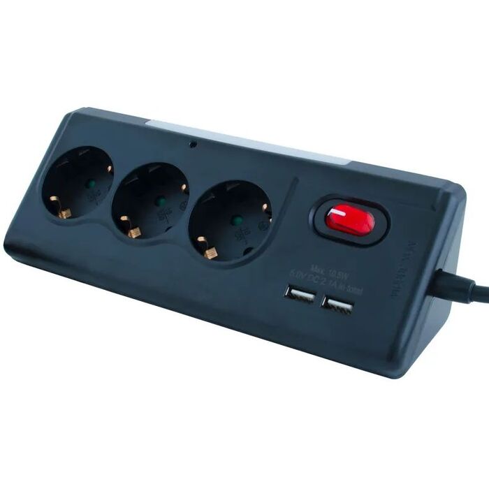 Сетевой удлинитель СТАРТ 3x1 ZDV 2USB, 1.5 м, Черный №2