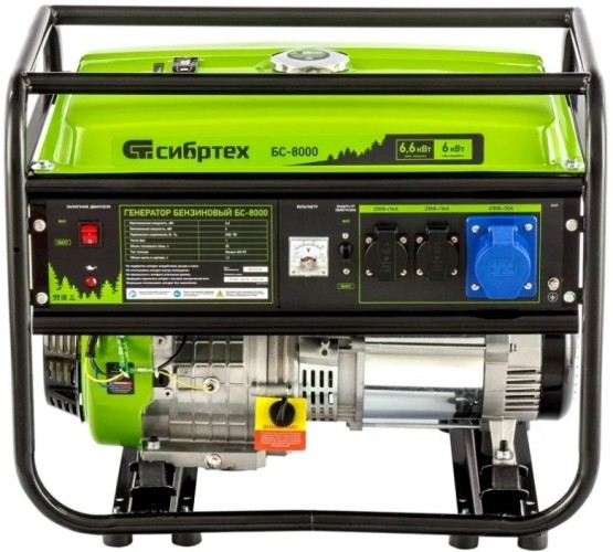 Генератор бензиновый СИБРТЕХ БС-8000 94547, 6 кВт, Зеленый детальное изображение - 2