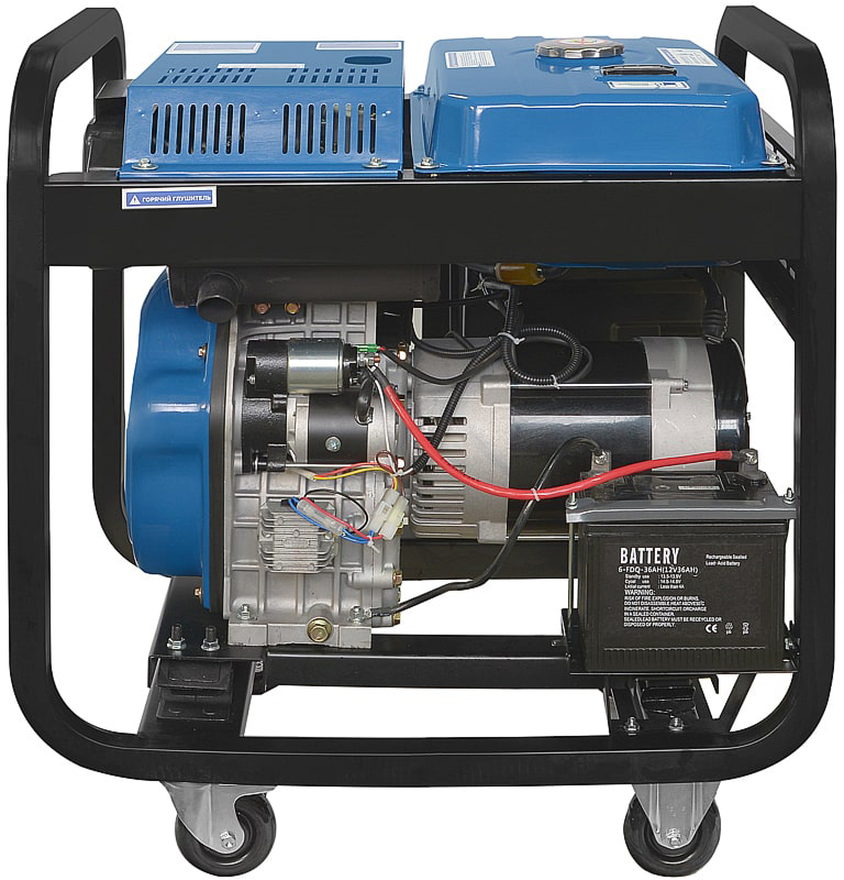 Генератор дизельный с воздушным охлаждением ТСС SDG 9000EH3UA 100036, открытый, 8 кВт, Синий детальное изображение - 3