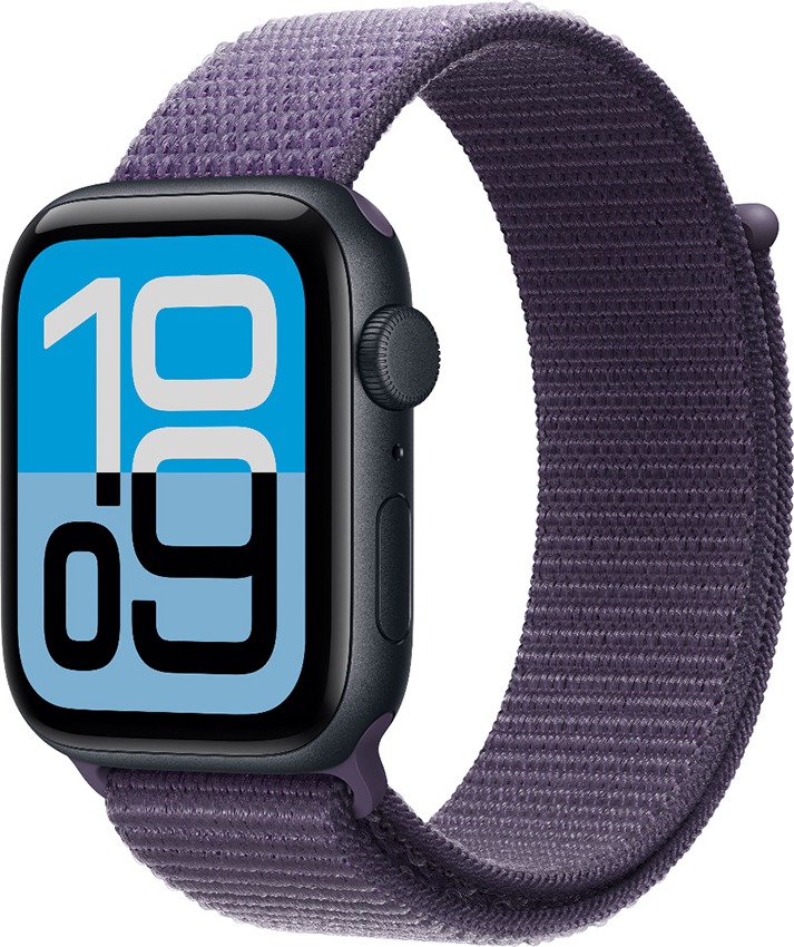 Умные часы Apple Watch SE 3 44 мм, GPS, Midnight Aluminium Case with Purple Fog Sport Loop, Полуночный черный/Лиловый туман детальное изображение - 1